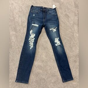 Stylish Blue Distressed Women's Jeans
